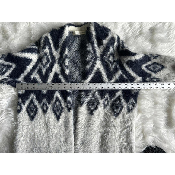 SLEEPING ON SNOW Anthropologie S Cardigan  Black Ivory Alpaca Blend Cabincore - Picture 6 of 11